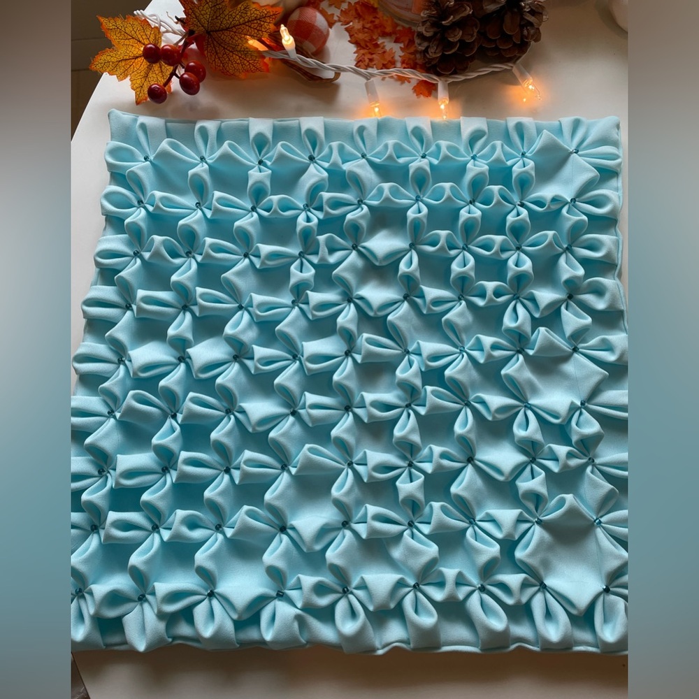 Light Blue Ruffle Flower Handmade Pillow Cover (pillow not included)